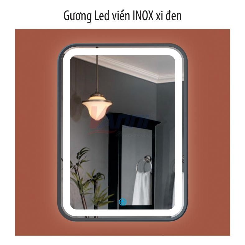 Gương led viền inox xì đen gvl‑02