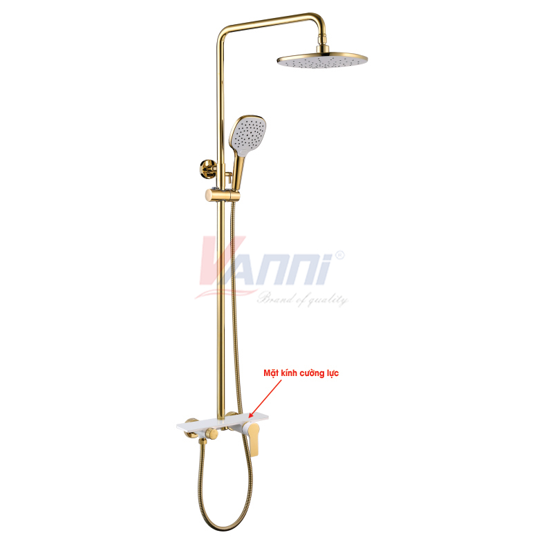 Sen cây tắm đứng nóng lạnh mạ vàng vn-8143