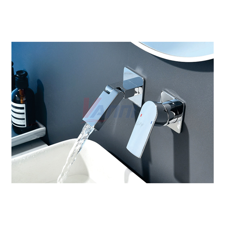 Vòi lavabo âm tường nóng lạnh mạ chrome vn-143