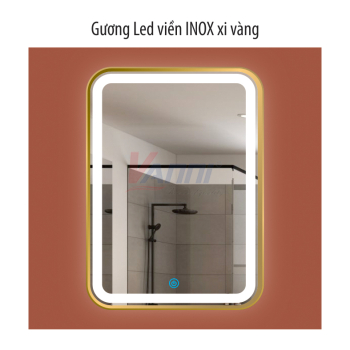 Gương led viền inox xì vàng gvl‑01