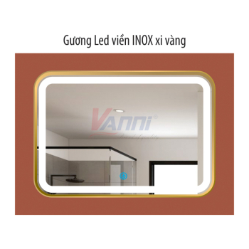 Gương led viền inox xì vàng gvl‑03