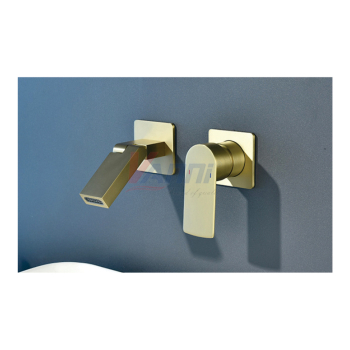 Vòi lavabo âm tường nóng lạnh vàng VN-141V